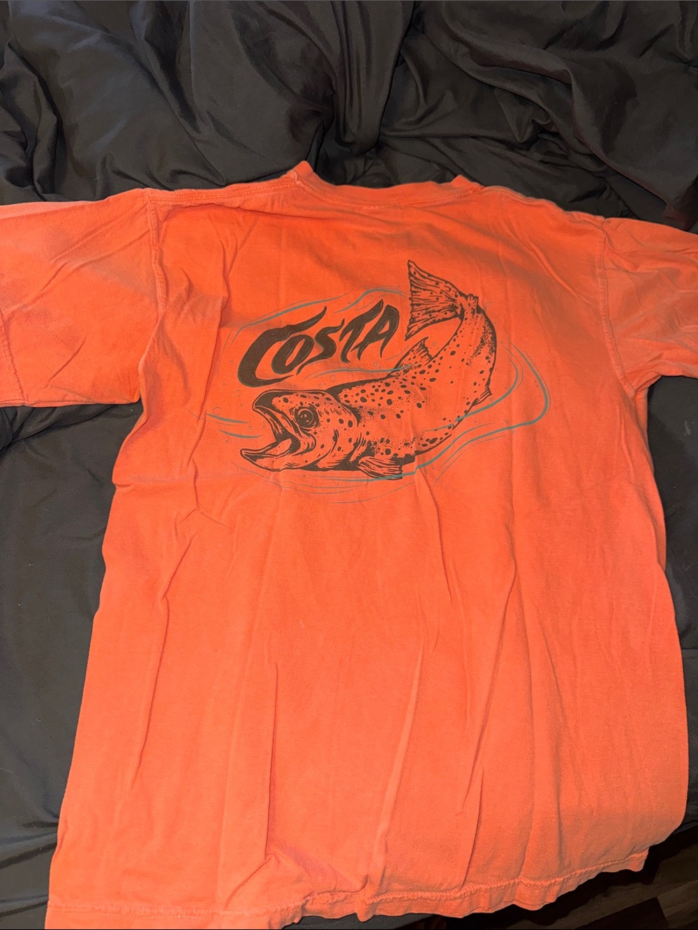 Costa Short-Sleeve Fishing Graphic Tee in Orange with Fish Logo